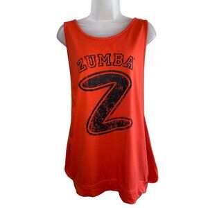 Zumba Fitness Distressed Logo Tank Top Bright Orange Performance Wear
